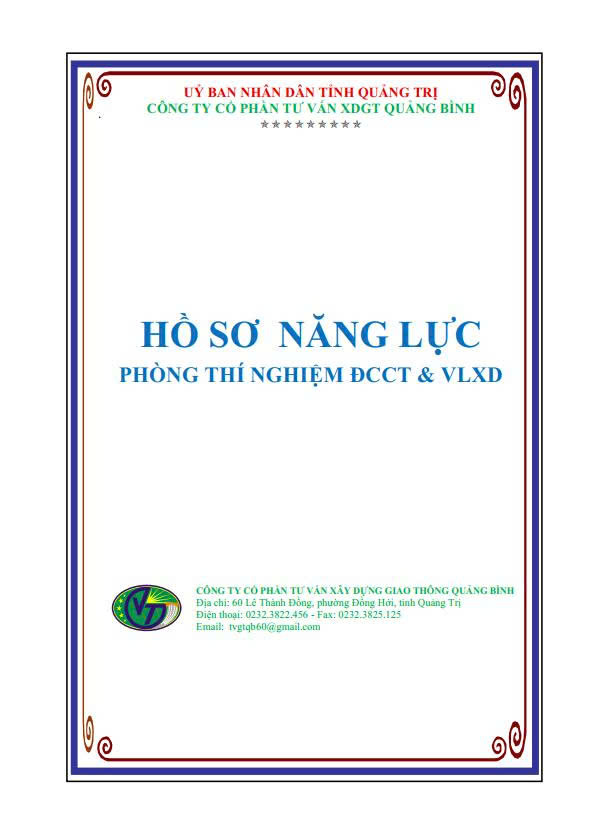 HỒ SƠ NĂNG LỰC PHÒNG THÍ NGHIỆM CHUYÊN NGÀNH (LAS-XD 169)